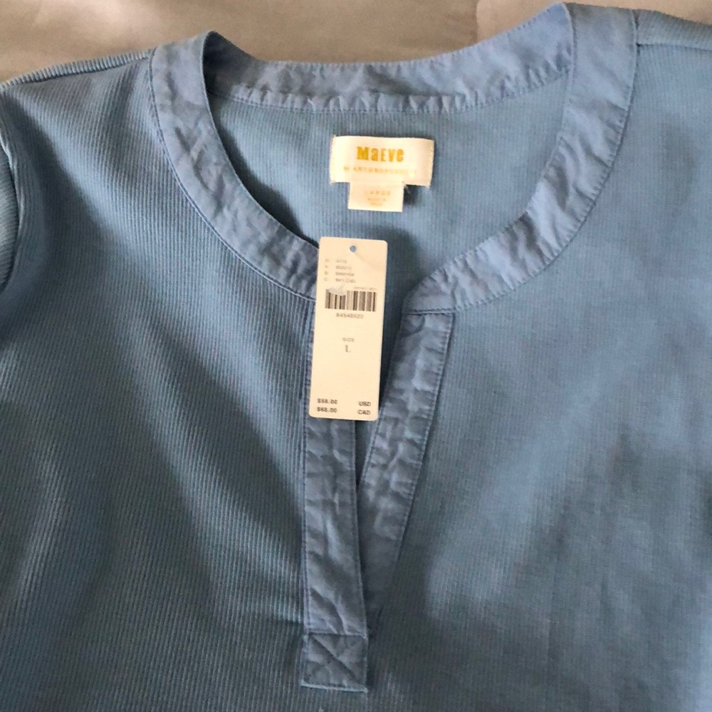 Anthropologie Maeve Blue 3/4 length Sleeve Tee